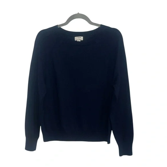 J. Crew Navy Cotton/Cashmere Blend Crewneck Sweater Size M - Picture 3 of 9